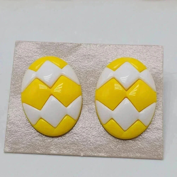 Avon 1987 Sunsations Choker Necklace Earrings Yellow Beads Interlocking Design - Picture 3 of 7